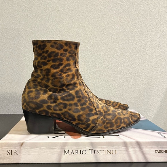 Saint Laurent Vassili Leopard boots size 39.5 - Picture 1 of 11